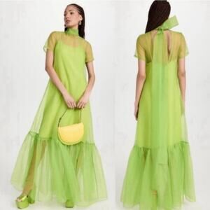 STAUD Lime Green Calluna Maxi Dress